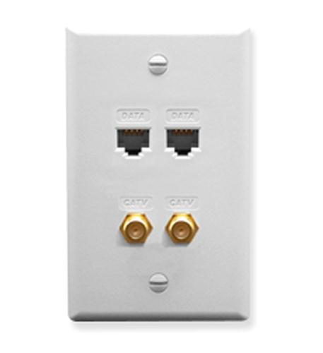 ICC ICC ICC-ICRDS2F5WH FACEPLATE IDC 2 DATA and 2 F TYPE WHITE
