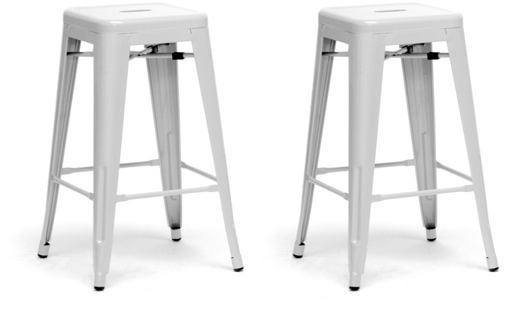 Wholesale Interiors Wholesale Interiors M-94115-26-White-PSTL French Industrial Modern Counter Stool in White