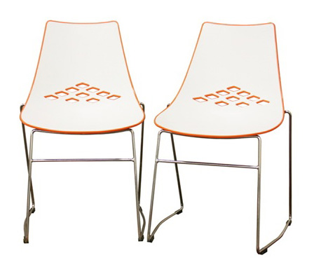 Wholesale Interiors Wholesale Interiors DC-319-orange Jupiter White and Orange Plastic Modern Dining Chair