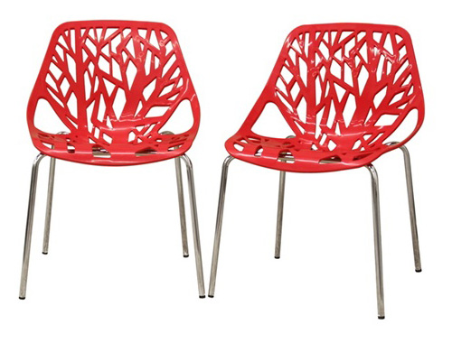 Wholesale Interiors Wholesale Interiors DC-451-Red Birch Sapling Red Plastic Modern Dining Chair
