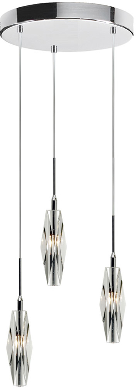 Dainolite Dainolite 3 Lite Polished Chrome Crystal Round Pendant DLSL453-PC-12R