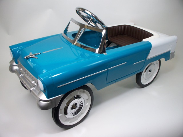 55 Classic Convertible Pedal Car: Aqua and White 55A